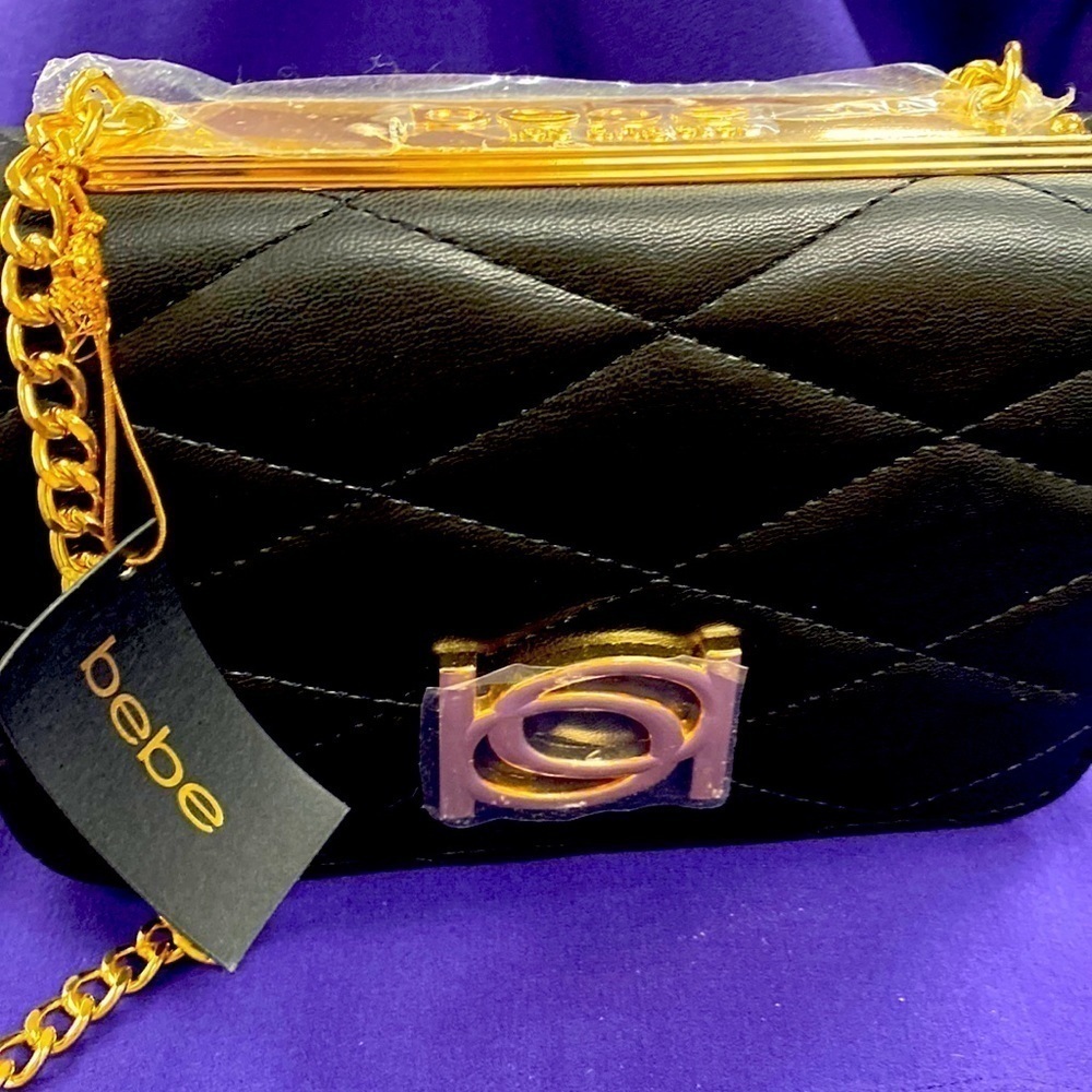 Bebe black leather crossbody, NWT